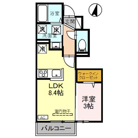 エルミタージュⅡ(1LDK/1階)の間取り写真