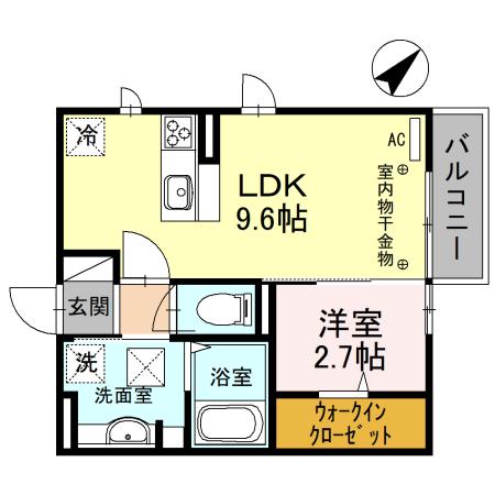 アネーロ(1LDK/1階)の間取り写真