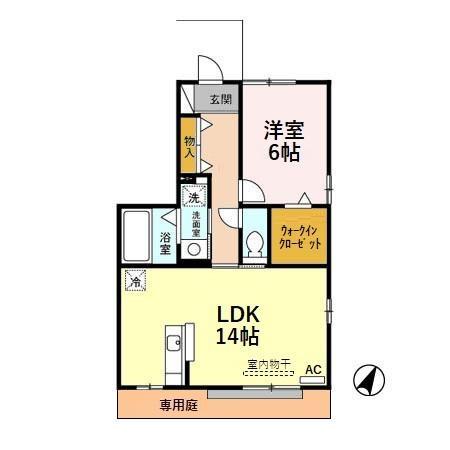 ルシエルⅡ A(1LDK/1階)の間取り写真