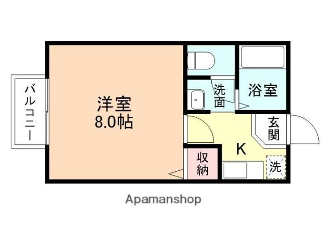 パインハイム(ワンルーム/2階)の間取り写真