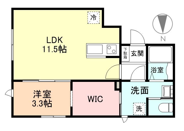 グランスイート森 A棟(1LDK/1階)の間取り写真