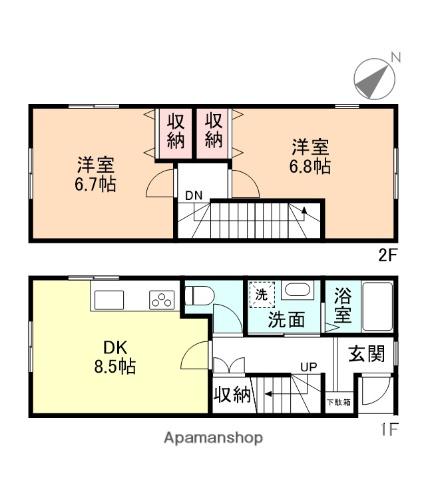 グローリー呉羽第1メゾネット(2DK/1階)の間取り写真