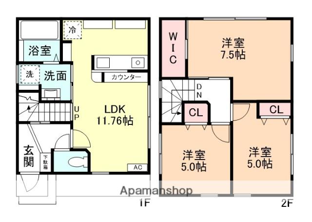 富山地鉄富山市内線 富山大学前駅 徒歩18分 2階建 新築(3LDK)の間取り写真