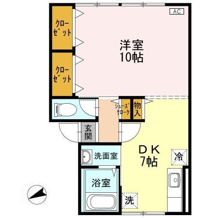 コーポ・アルペラA(1DK/1階)の間取り写真