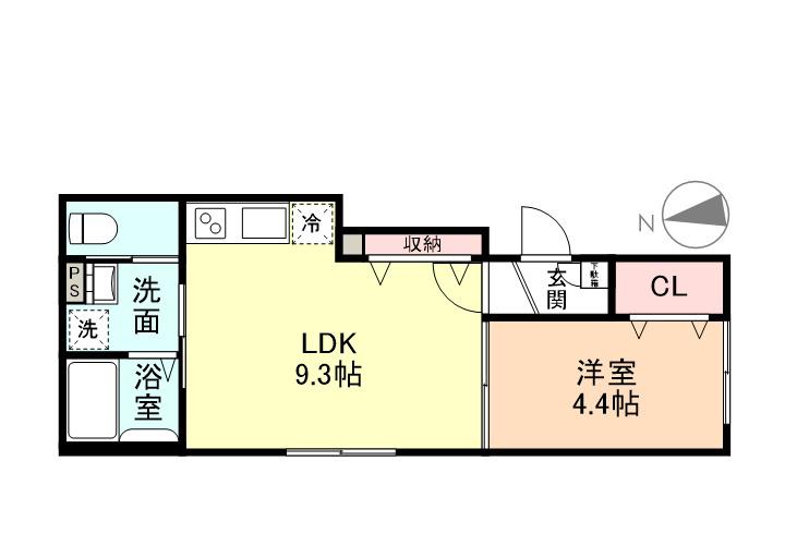 JEUNESSE(1LDK/1階)の間取り写真