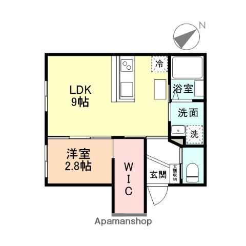 TRINITY(1LDK/1階)の間取り写真