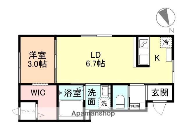 BELLE(1LDK/2階)の間取り写真