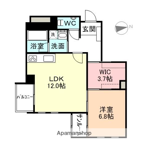 アクシルコート富山駅北(1LDK/1階)の間取り写真