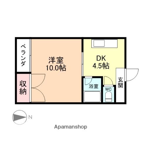 富山地鉄本線 越中荏原駅 徒歩9分 2階建 築37年(1DK/1階)の間取り写真