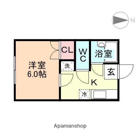 サザンハウス(1K/1階)の間取り写真