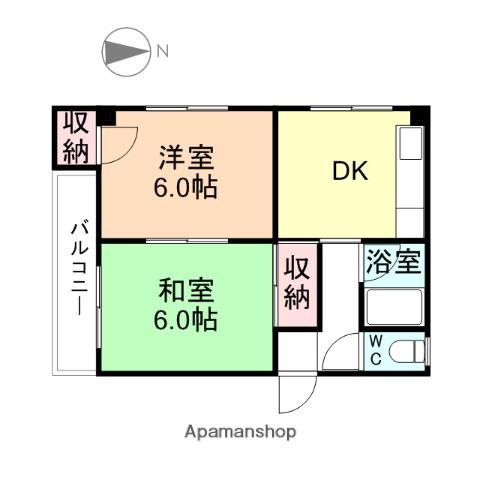 ファミリオ長柄(2DK/3階)の間取り写真