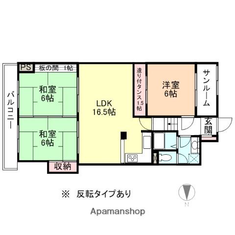 プレジデントステイツ上袋 A棟(3LDK/2階)の間取り写真