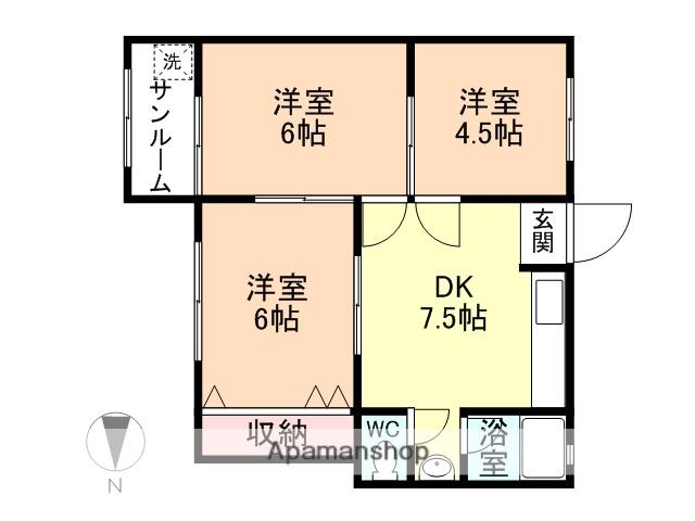 ビリケンハイツ長江(3DK/2階)の間取り写真