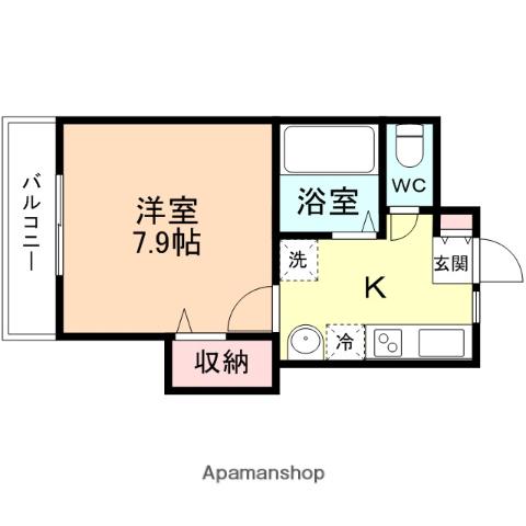 コンチネンタル安野屋(1DK/3階)の間取り写真