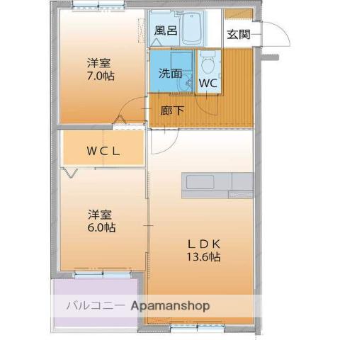 ハートフルクレア(2LDK/2階)の間取り写真