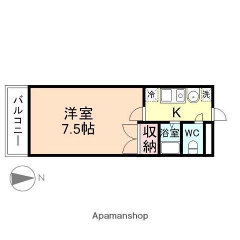 ジョイナス四ツ葉町B(1K/2階)の間取り写真