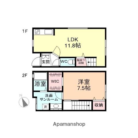 ＳＴＵＤＩＯ　ＡＺＵＬ　Ｂ(1LDK)の間取り写真