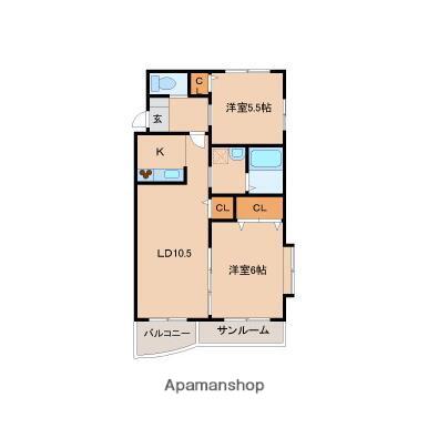 アルジェントルーチェ(2LDK/4階)の間取り写真