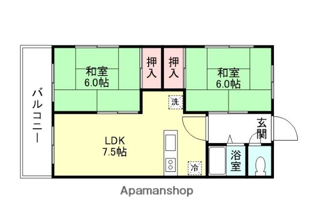 サンシャイン88 A棟(2LDK/6階)の間取り写真