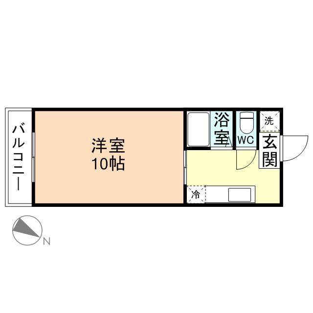 シャロン呉羽(1K/2階)の間取り写真