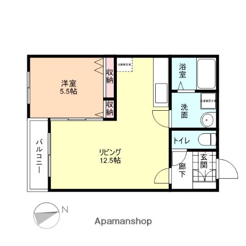 ハートフルコパンはやし(1LDK/3階)の間取り写真