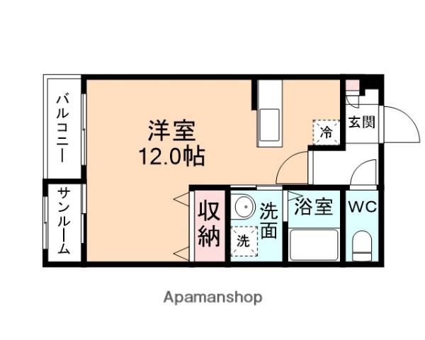 ラピスラズリⅡ(ワンルーム/1階)の間取り写真