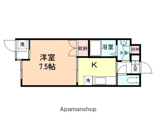 サンライズ呉羽茶屋町(1K/3階)の間取り写真
