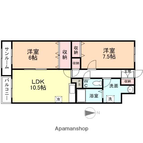 エクセレント婦中(2LDK/2階)の間取り写真