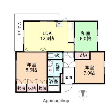 アネックス布瀬(3LDK/3階)の間取り写真