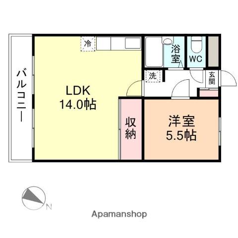メゾン光陽(1LDK/1階)の間取り写真