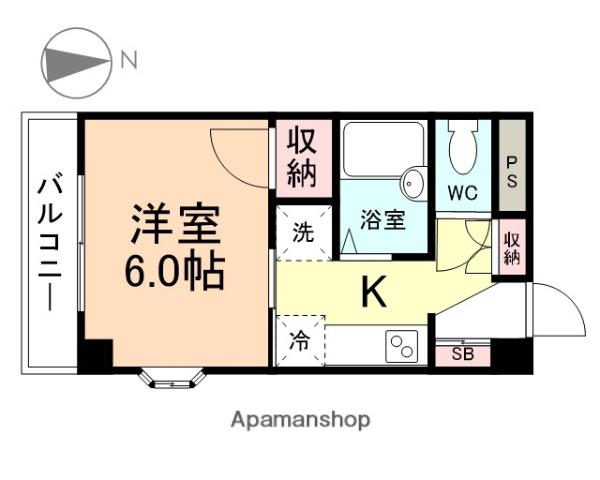 パークハイツ下新(1K/1階)の間取り写真