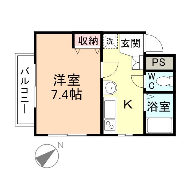 スカイパレス五福(1K/1階)の間取り写真
