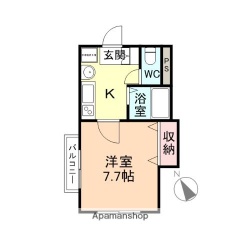 スカイパレス五福(1K/3階)の間取り写真