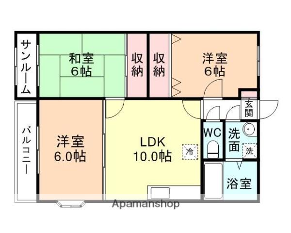 ル・アンジュ萩原(3LDK/1階)の間取り写真