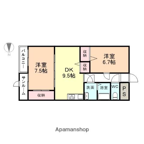 T・H・アルカディア(2DK/2階)の間取り写真