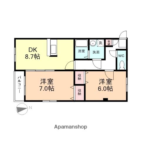 ドリーム・イーストC棟(2DK/1階)の間取り写真