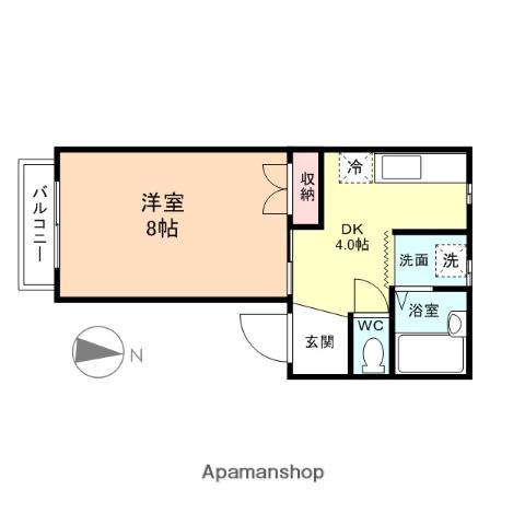 バウムみどりA棟(1DK/1階)の間取り写真