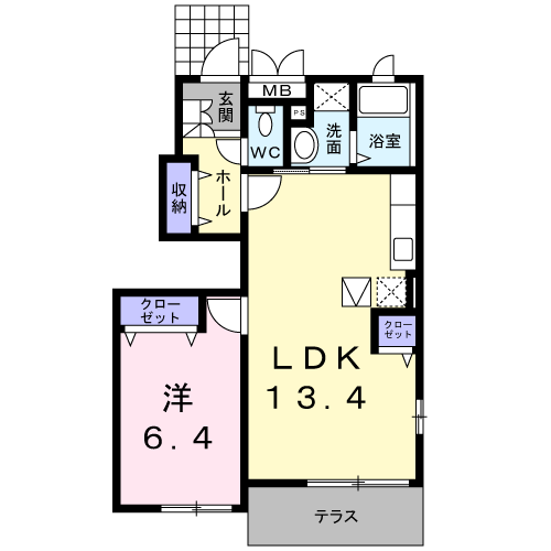 モア・ステージⅥ(1LDK/1階)の間取り写真