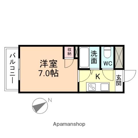 ニューハイツ五福(1K/1階)の間取り写真