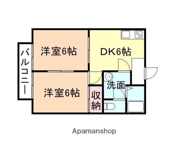 コーポフローラル(2DK/1階)の間取り写真