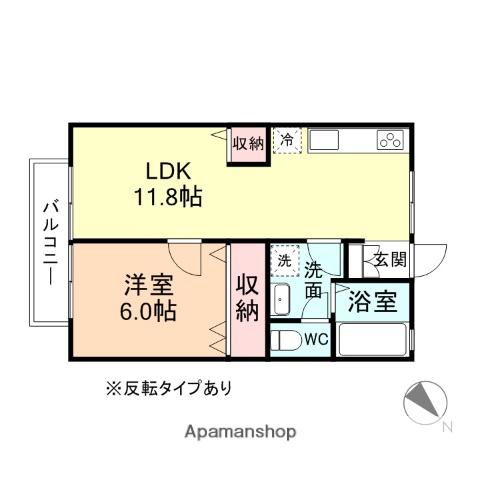 レジデンス青樹B(1LDK/2階)の間取り写真