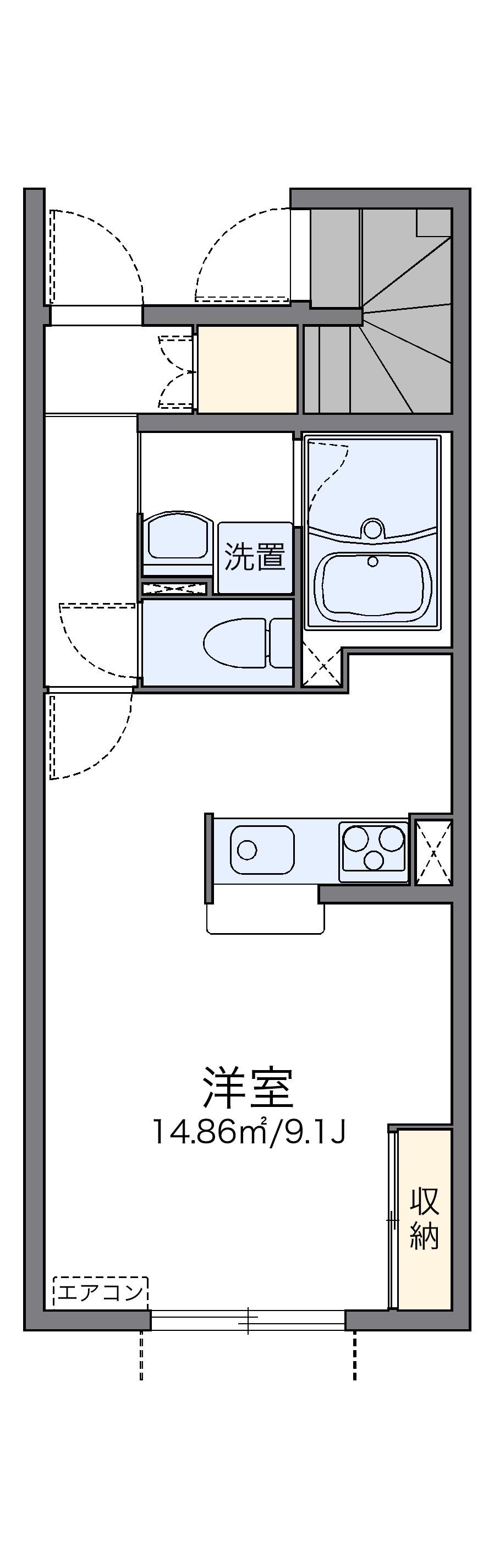 レオネクストYUKA2(1K/1階)の間取り写真