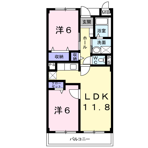 アルビトロJ(2LDK/3階)の間取り写真