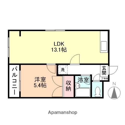 リバーサイドさくら(1LDK/2階)の間取り写真