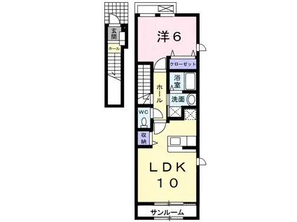 サンテェラス(1LDK/2階)の間取り写真