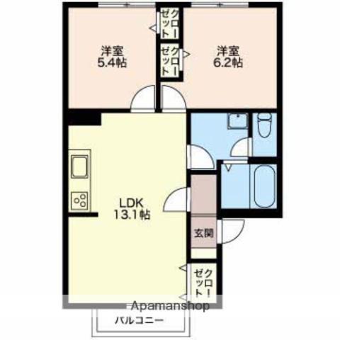 レジデンス青樹A(2LDK/2階)の間取り写真