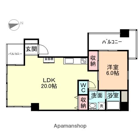 松川ハイツ(1LDK/6階)の間取り写真