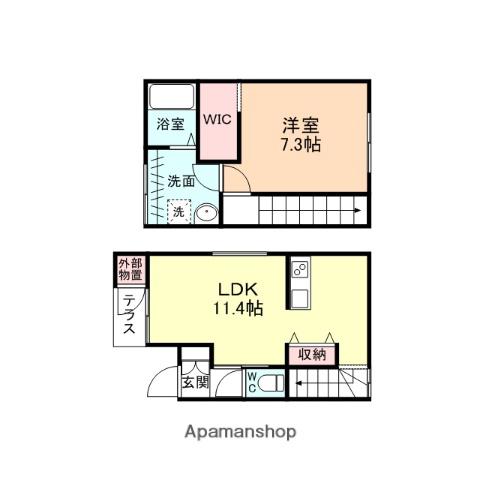 ラディーチェD(1LDK/1階)の間取り写真