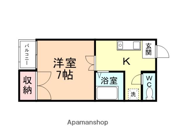 ハッピネス(1K/2階)の間取り写真