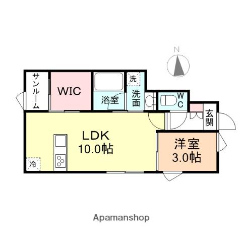 NENUPHAR B棟(1LDK/1階)の間取り写真